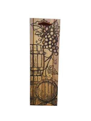 Wine Barrels With Grapes Wood wine Bag PK3 (R10.50 Each)