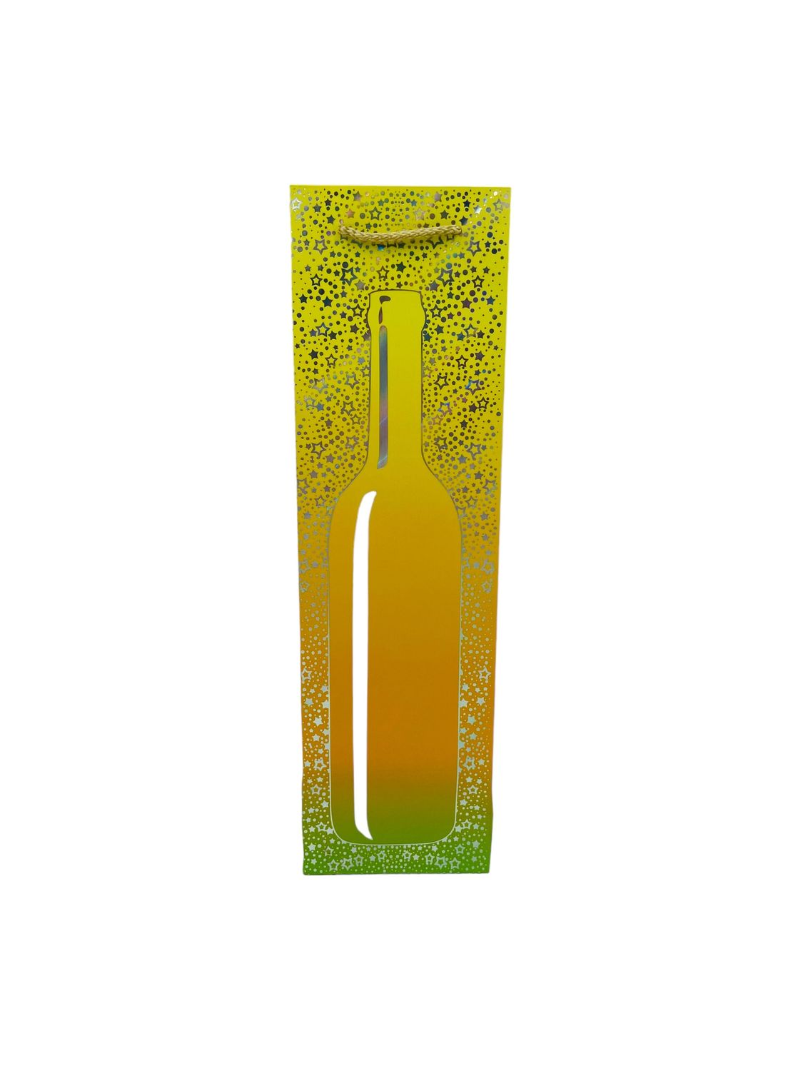 Yellow Wine Bottle with Silver Stars and Dots Wine Bag PK3 (R10.50 Each)