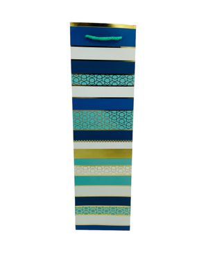 Turquoise with Geometric Lines Wine Bag PK3 (R11.50 Each)