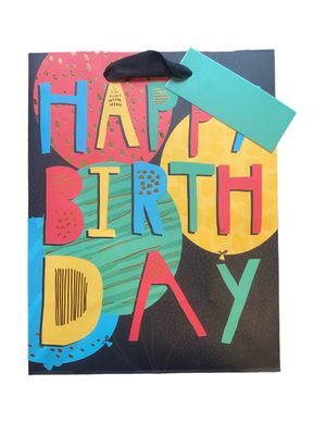 Happy Birthday Black Medium Gift Bag PK3 (R20 Each)