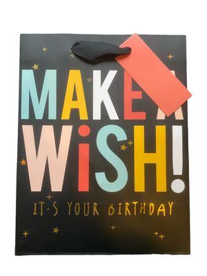 Make A Wish It&#39;s Your Birthday Black Medium Gift Bag PK3 (R20 Each)