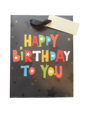 Happy Birthday To You Black Small Gift Bag PK3 (R15 Each)