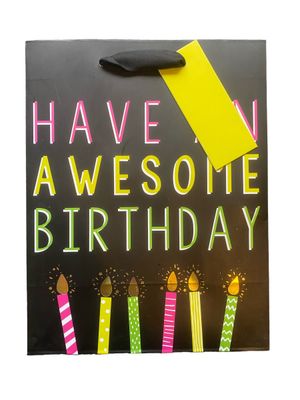 Have An Awesome Birthday Black Medium Gift Bag PK3 (R20 Each)