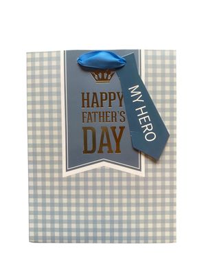 My Hero Happy Fathers Day Blue Scotch Medium Gift Bag PK3 (R20 Each)