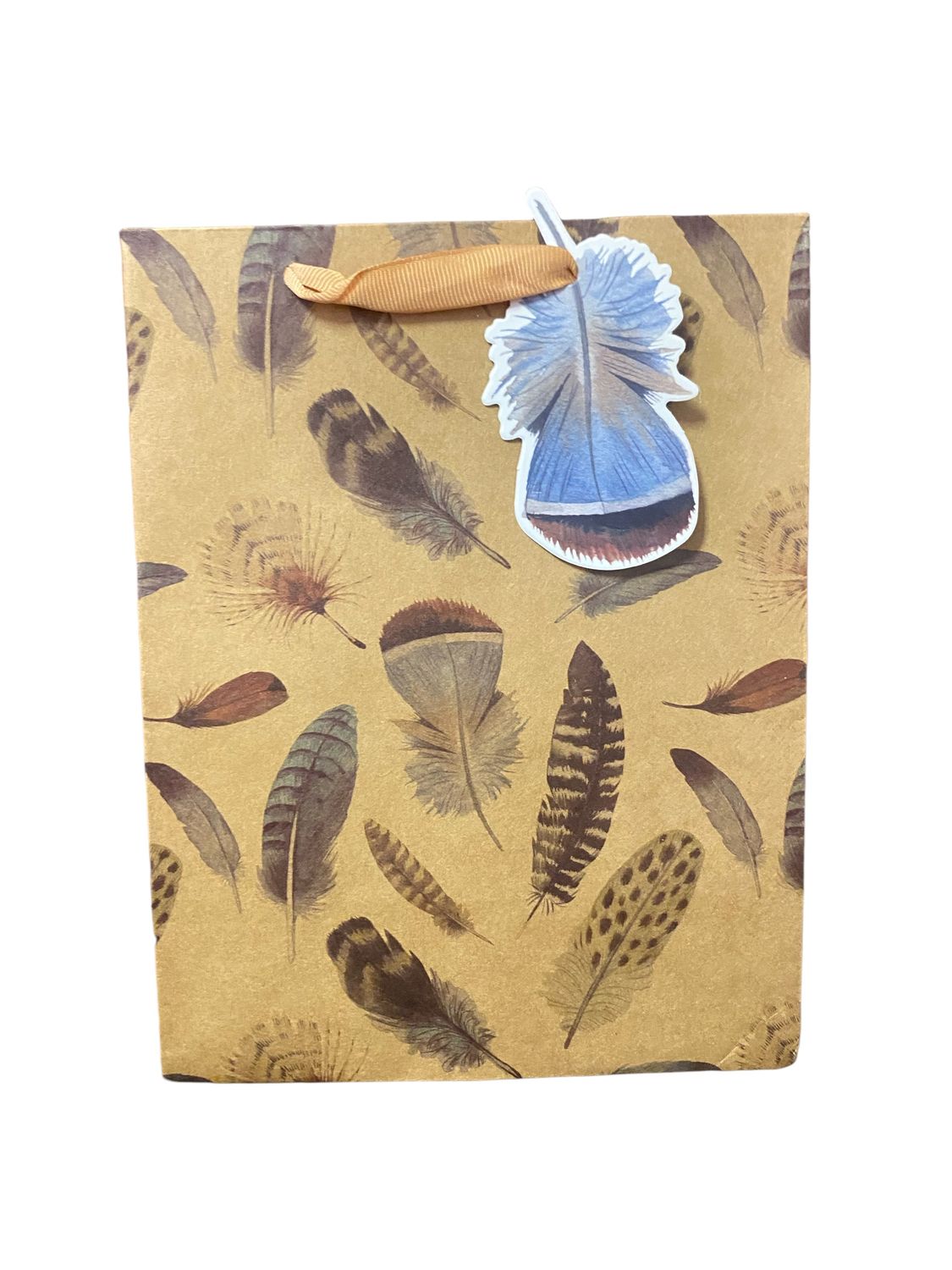 Assorted Feathers Khaki Medium Gift Bag PK3 (R22.50 Each)