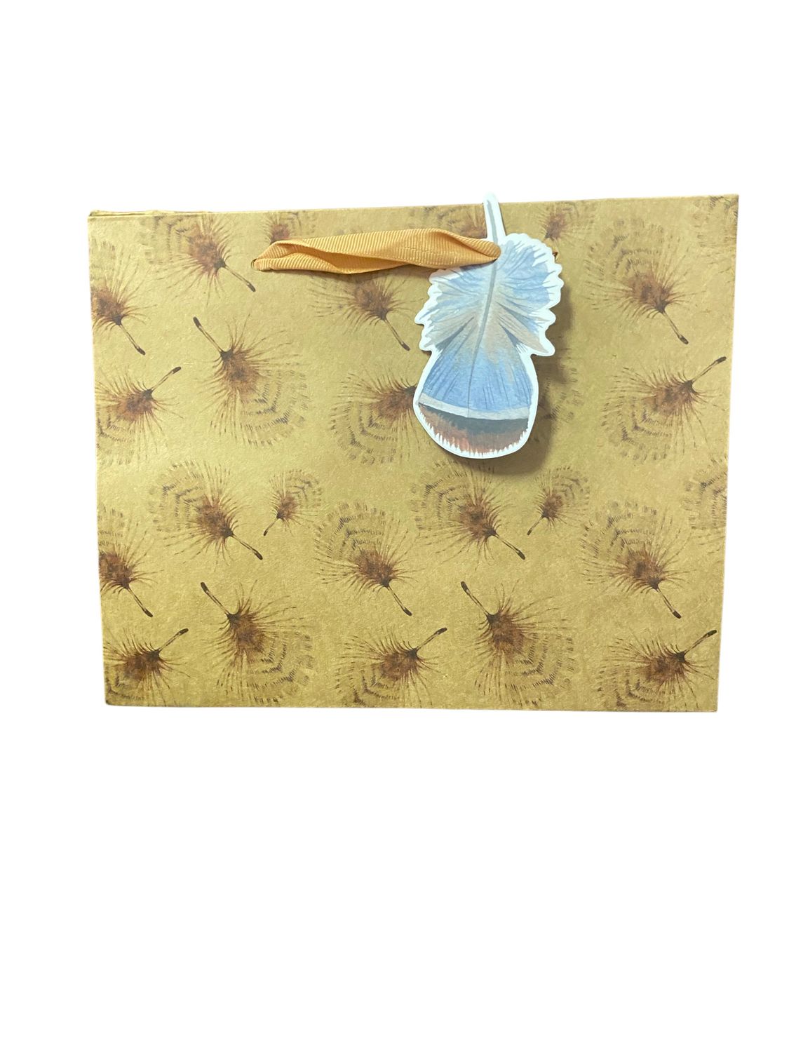 Semiplune Feathers Khaki Medium Rectangular Gift Bag PK3 (R22.50 Each)