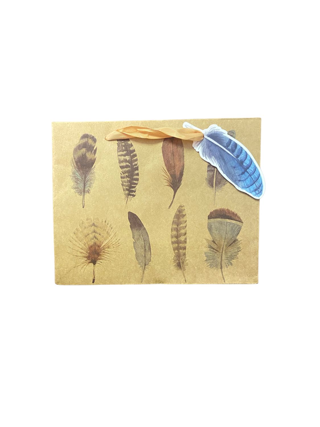 Lined up Feathers Khaki Medium Rectangular Gift Bag PK3 (R22.50 Each)