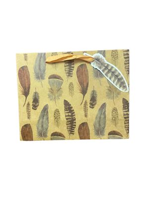 Assorted Feathers Khaki Medium Rectangular Gift Bag PK3 (R22.50 Each)