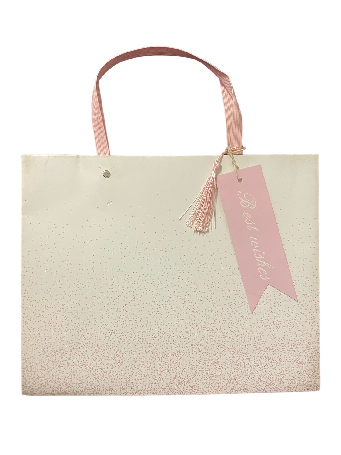 Best Wish White with Pink Glitter Medium Horizontal Gift Bag PK3 (R19.50 Each)