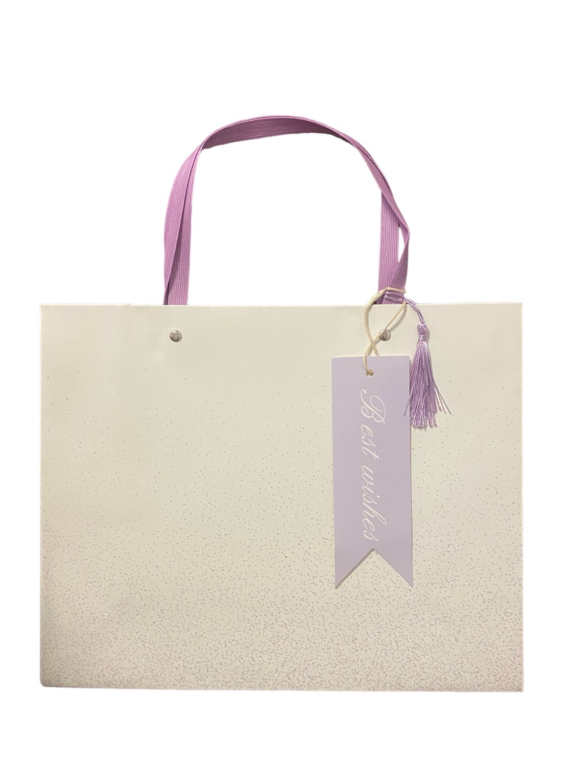 Best Wish White with Purple Glitter Medium Horizontal Gift Bag PK3 (R19.50 Each)