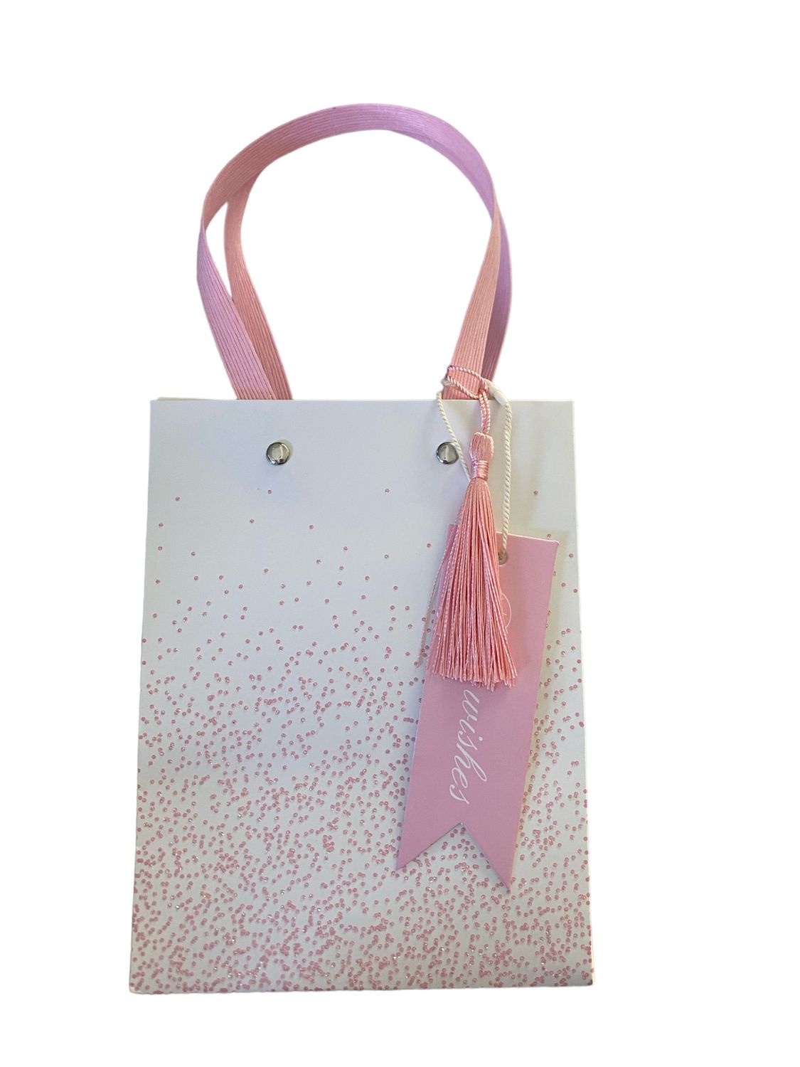 Best Wish White with Pink Glitter Small Gift Bag PK3 (R13.50 Each)