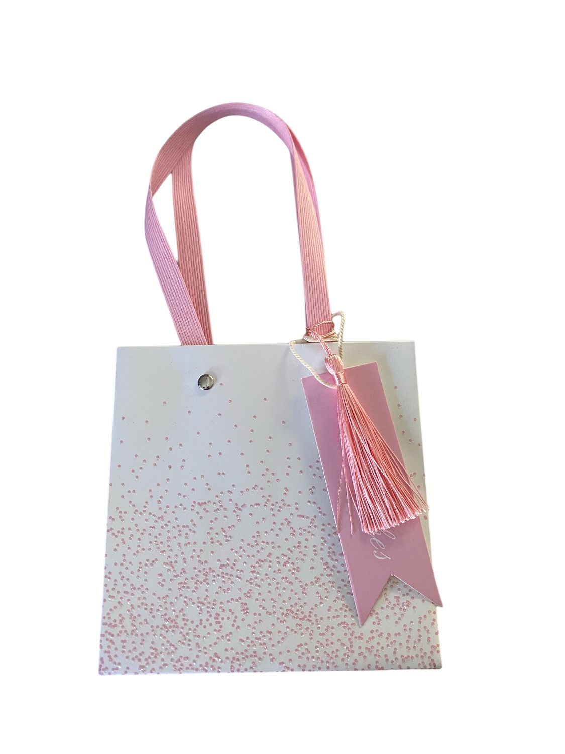 Best Wish White with Pink Glitter Extra Small Gift Bag PK3 (R13.50 Each)