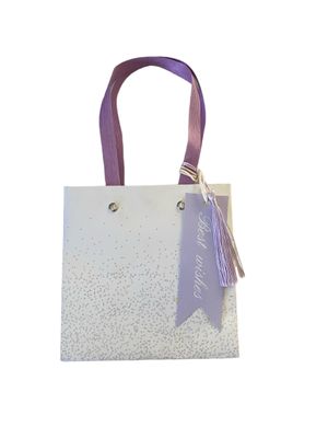Best Wish White with Purple Glitter Extra Small Gift Bag PK3 (R13.50 Each)