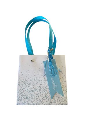 Best Wish White with Blue Glitter Extra Small Gift Bag PK3 (R13.50 Each)