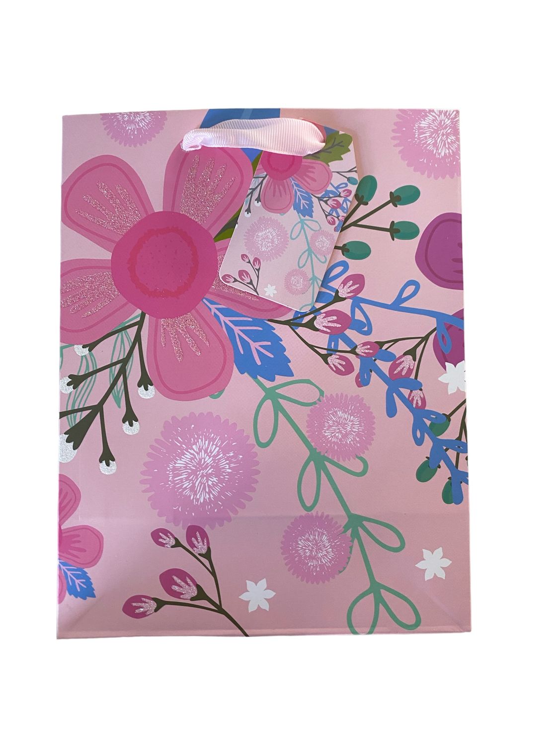 Flowers Peach Background Medium Gift Bag PK3 (R22.50 Each)