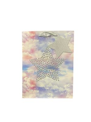 Star Silver Glitter In Clouds Small Gift Bag PK3 (R15 Each)
