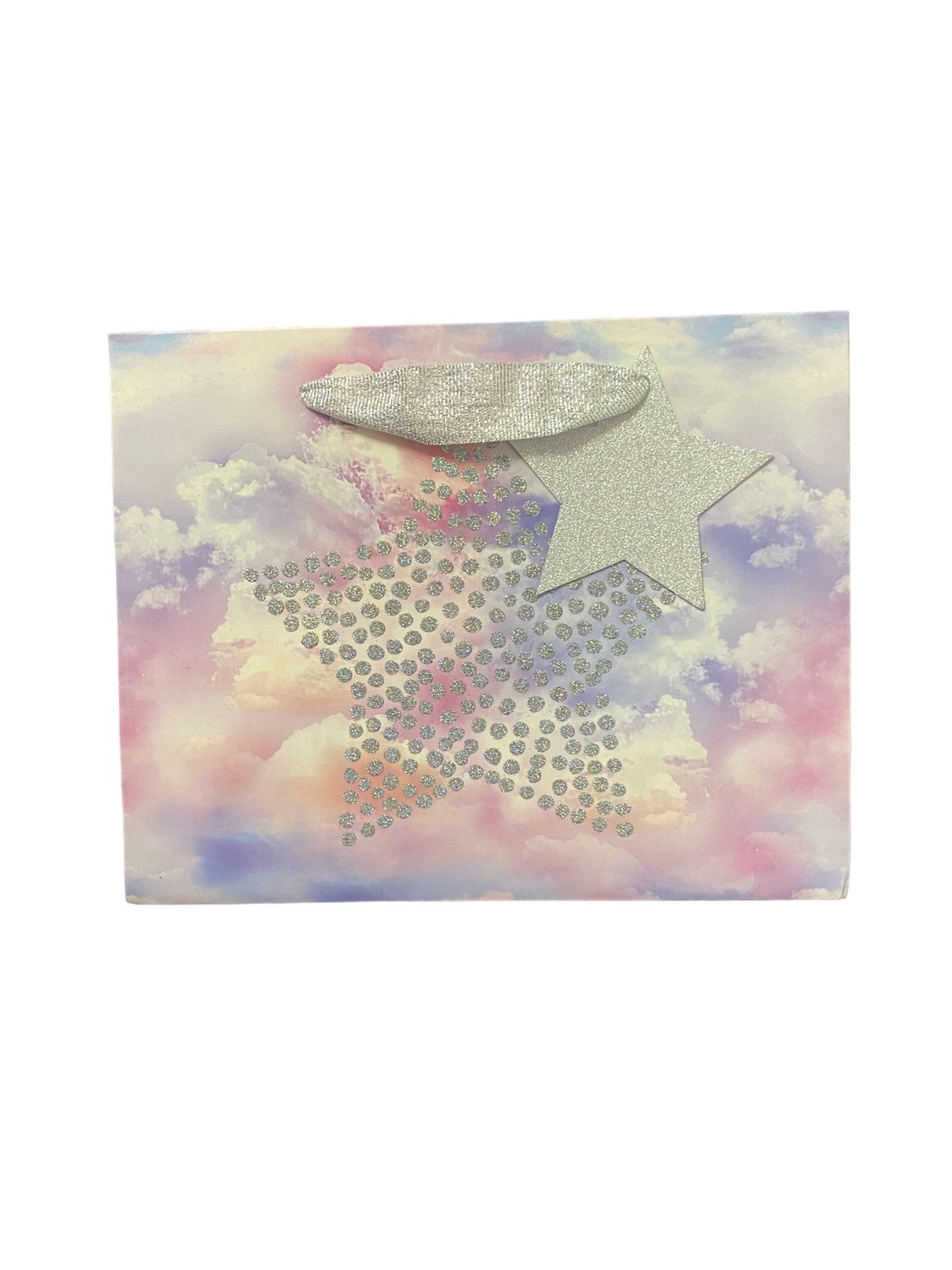 Star Silver Glitter In Clouds Medium Rectangular Gift Bag PK3 (R17.50 Each)