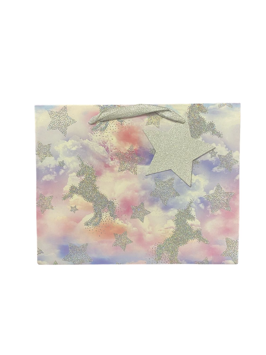 Unicorns &amp; Stars Silver Glitter In Clouds Small Rectangular Gift Bag PK3 (R15.00 Each)