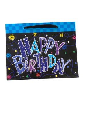 Happy Birthday Black Small Rectangular Gift Bag PK3 (R10.50 Each)