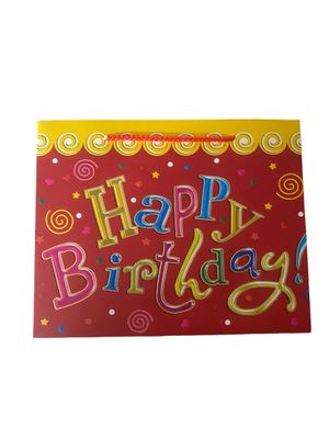 Happy Birthday Red Small Rectangular Gift Bag PK3 (R10.50 Each)