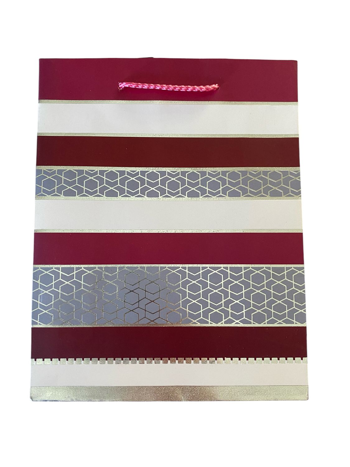 Maroon with Geometric Lines Extra Small Gift Bag PK3 (R8.50 Each)