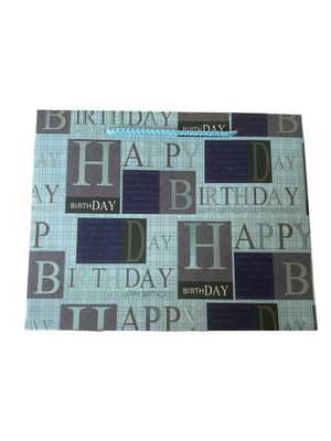 Happy Birthday Turquoise Rectangular Large Gift Bag PK3 (R22.50 Each)