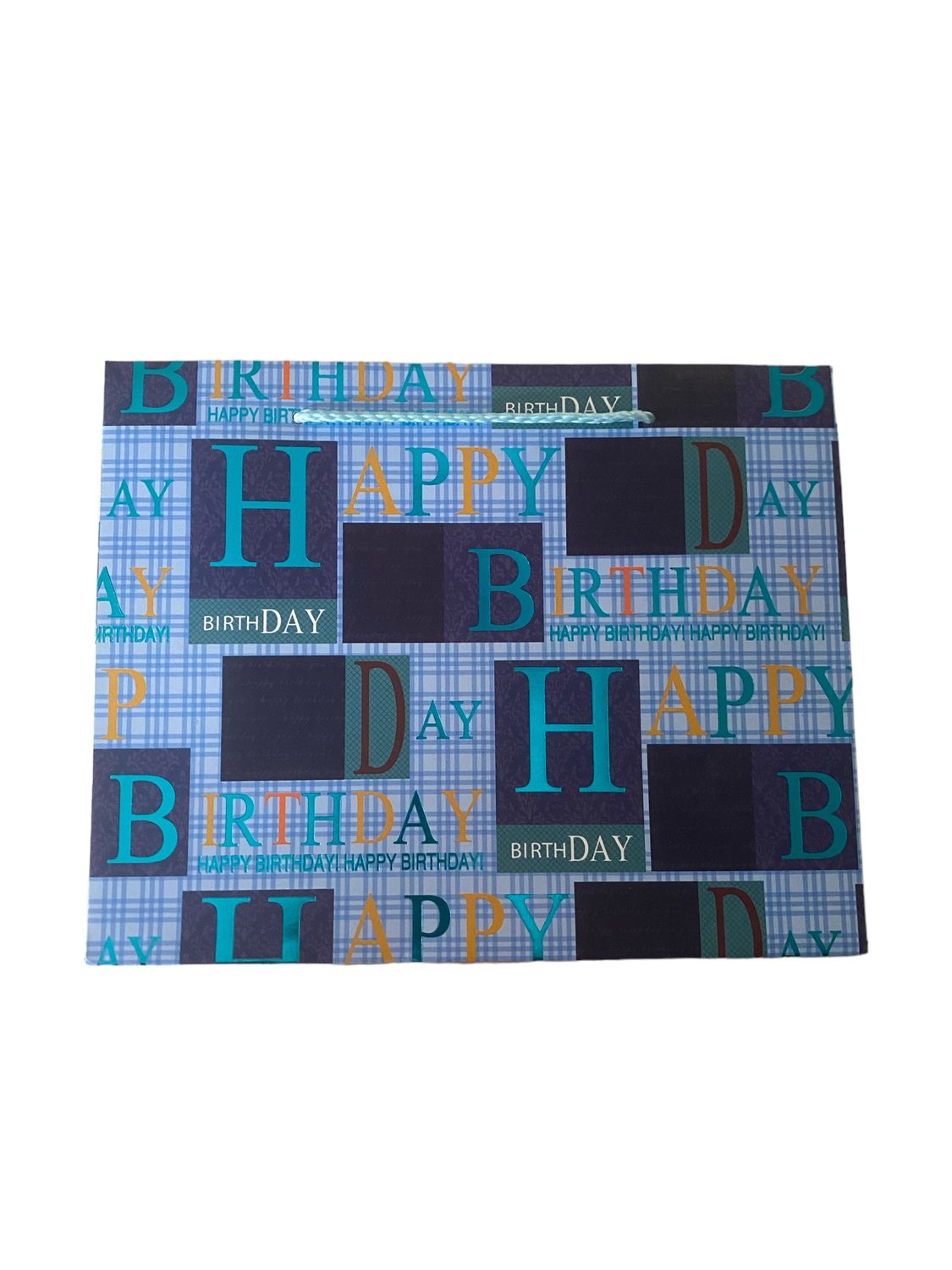 Happy Birthday Blue Rectangular Medium Gift Bag  PK3 (R15.50 Each)