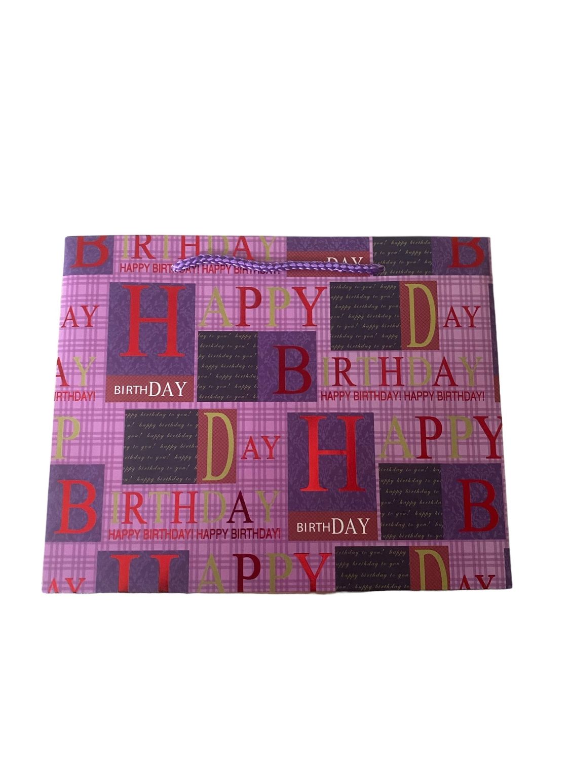 Happy Birthday Purple Rectangular Small Gift Bag PK3 (R10.50 Each)