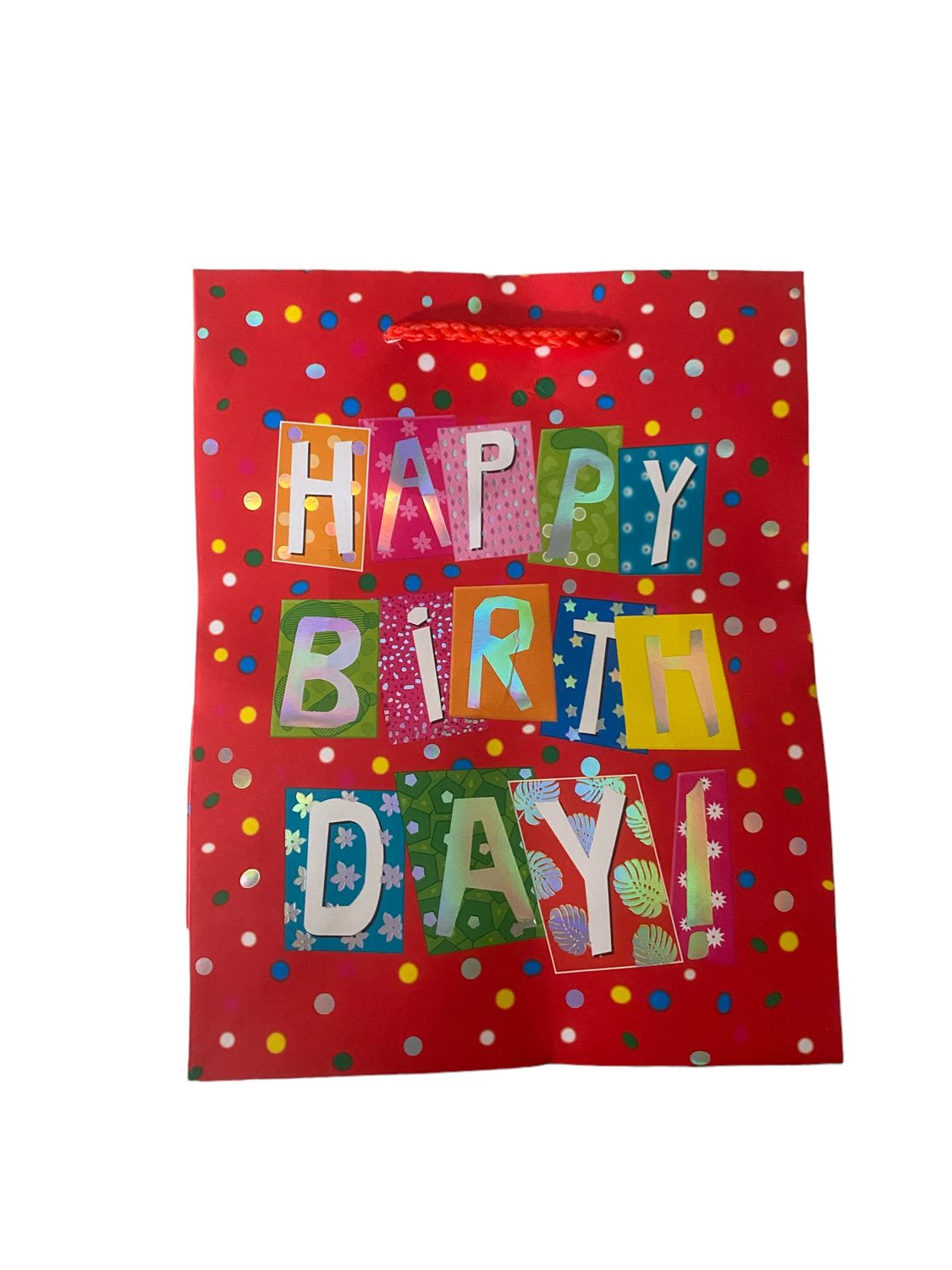 Happy Birthday Dots Red Large Gift Bag PK3 (R17.50 Each)