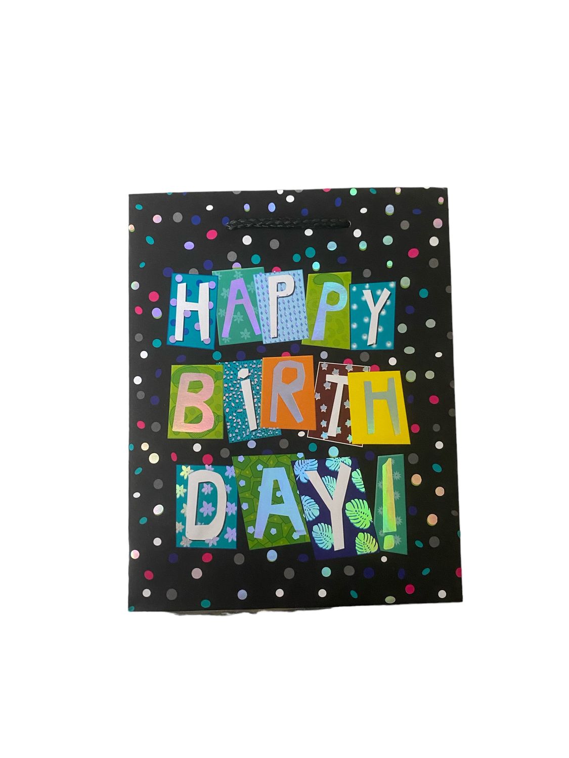Happy Birthday Dots Black Small PK3 (R10.50 Each)