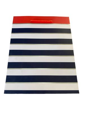 Striped men's Silver &amp; White Large Gift Bag PK3 (R20 Each)