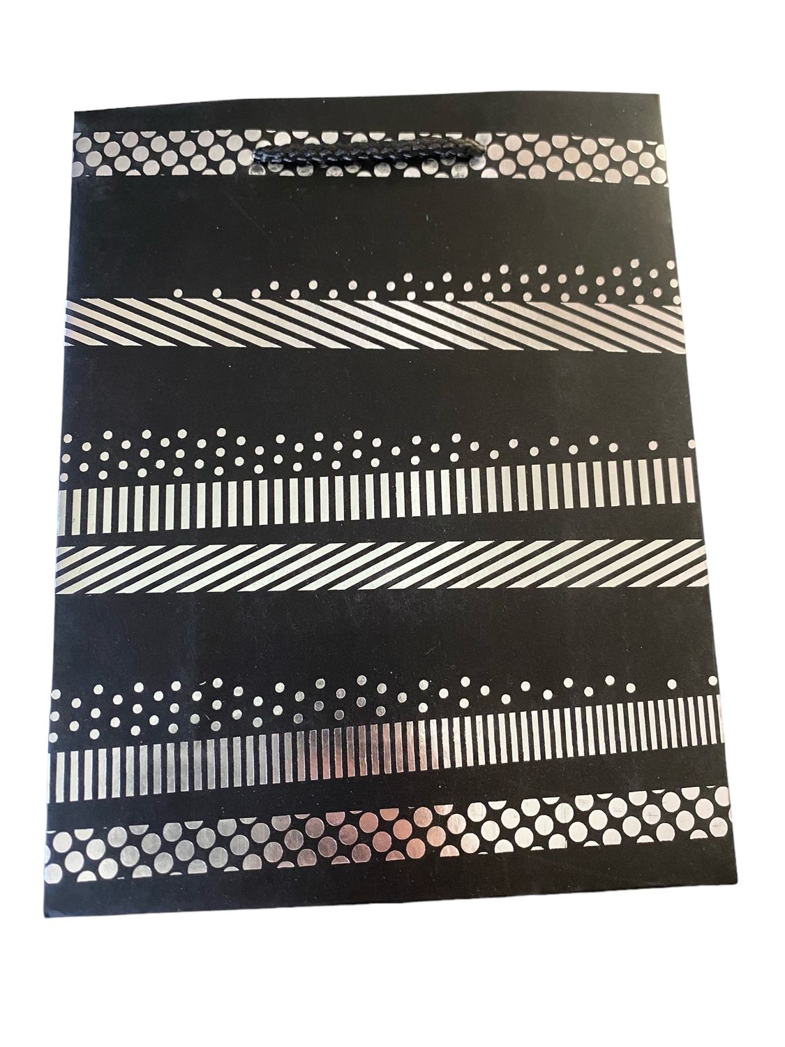 Silver Lines and Dots Medium Gift Bag PK3 (R15.50 Each)