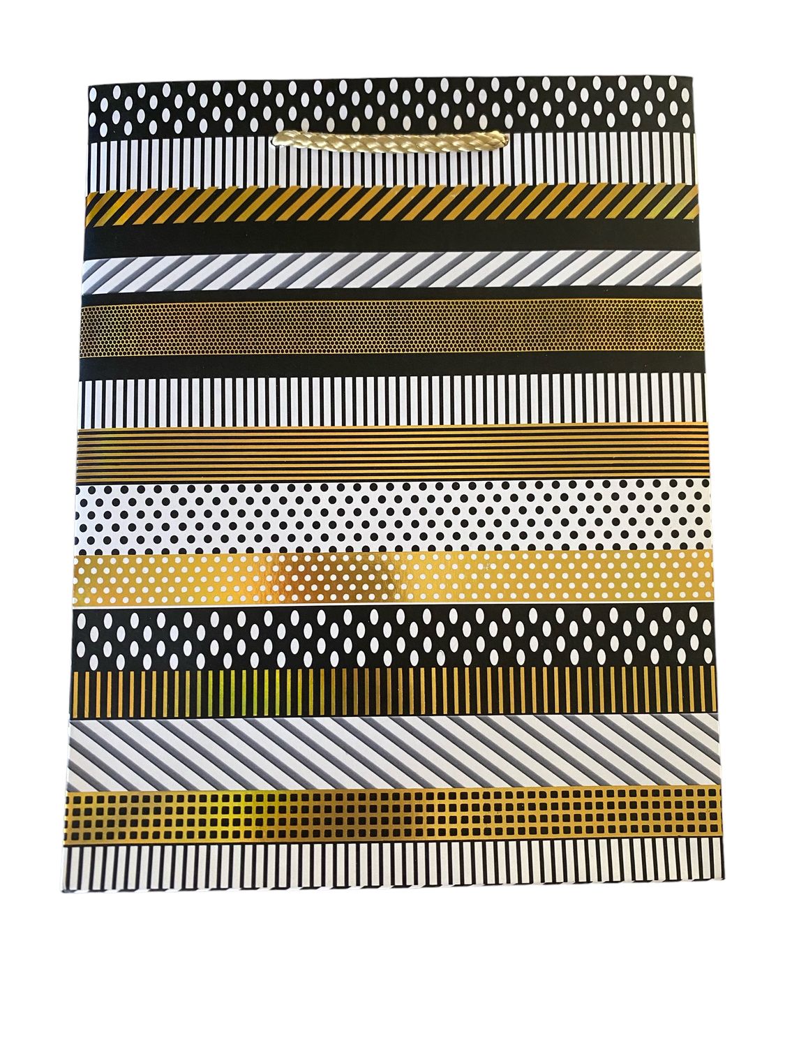 Gold Metallic Lines and Dots Large Gift Bag PK3 (R20 Each)