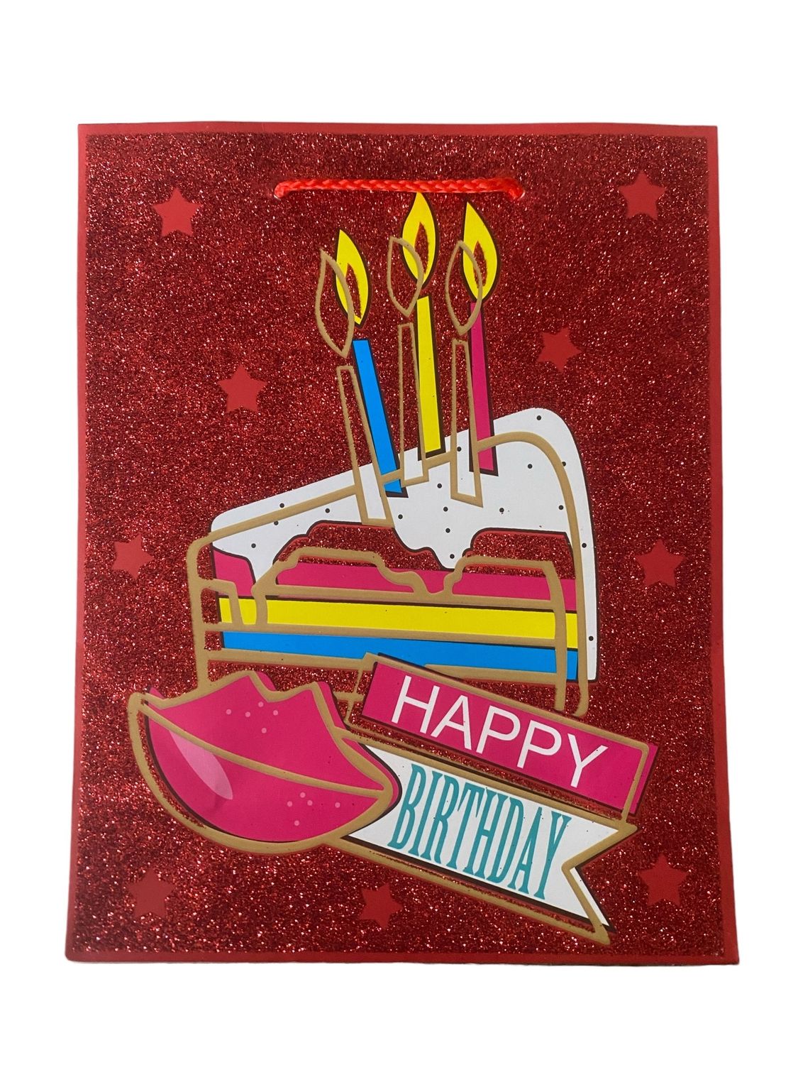 Happy Birthday Glitter Red Small Gift Bag PK3 (R10.50 Each)