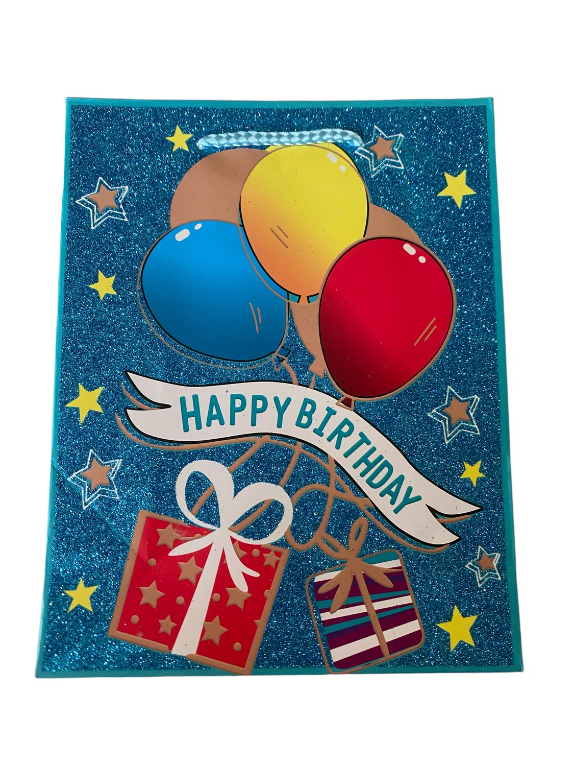 Happy Birthday Glitter  Blue Small Gift Bag PK3 (R10.50 Each)