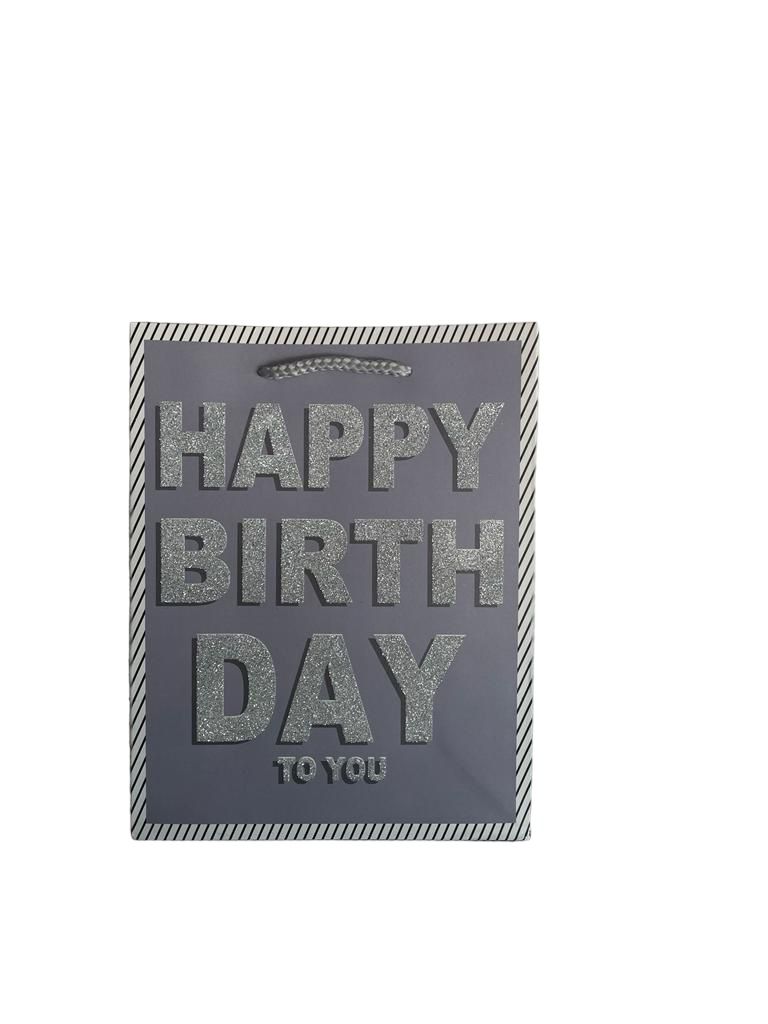 Happy Birthday To You Grey Large Gift Bag PK3 (R17.50 Each)
