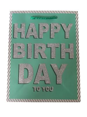 Happy Birthday To You Green Medium Gift Bag PK3 (R15 Each)