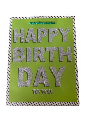 Happy Birthday To You Lime Green Medium Gift Bag PK3 (R15 Each)