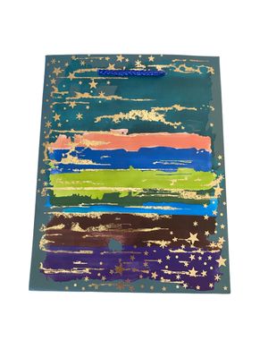 Teal Multi-coloured Stripes with Stars Small Gift Bag  PK3 (R10.50 Each)