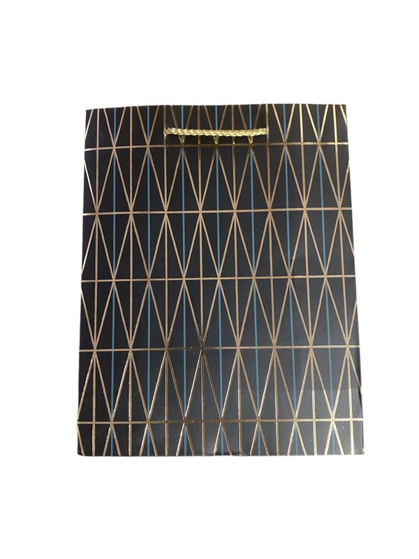 Gold Triangle Shape Lines Medium Gift Bag PK3 (R15.50 Each)