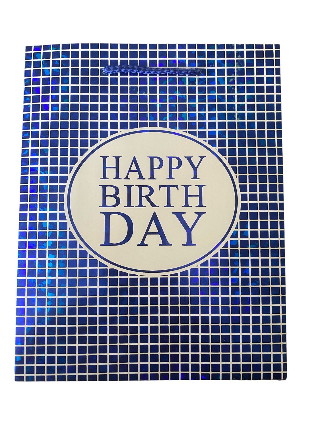 Happy Birthday Metallic Squares Blue Small Gift Bag PK3 (R10.50 Each)