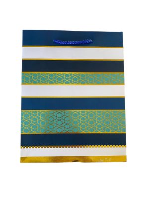 Turquoise with Geometric Lines Large Gift Bag PK3 (R20 Each)