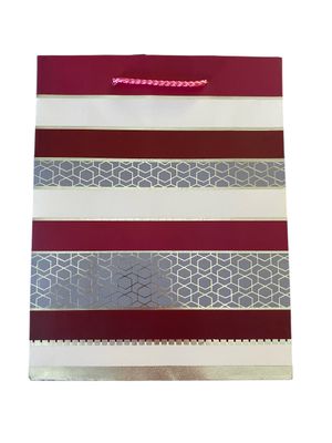 Maroon with Geometric Lines Extra Large Gift Bag  PK3 (R35 Each)