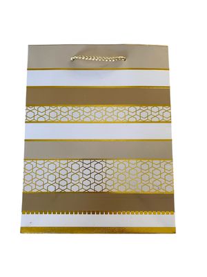 Gold with Geometric Lines Extra Large Gift Bag  PK3 (R35 Each)
