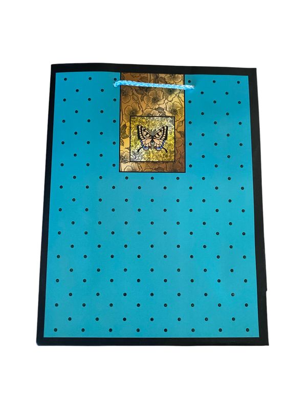 Butterfly &amp; Dots turquoise Green Small Gift Bag  PK3 (R10.50 Each)