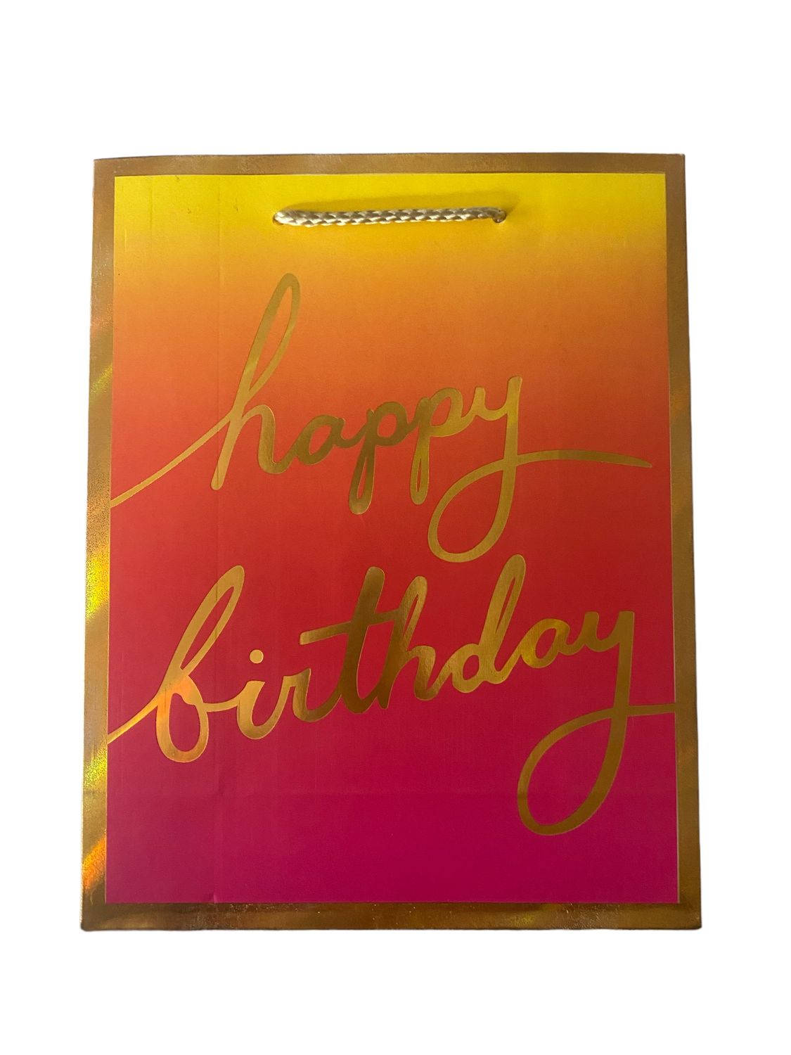 Happy Birthday Gold Boarders Orange Medium Gift Bag PK3 (R15.50 Each)