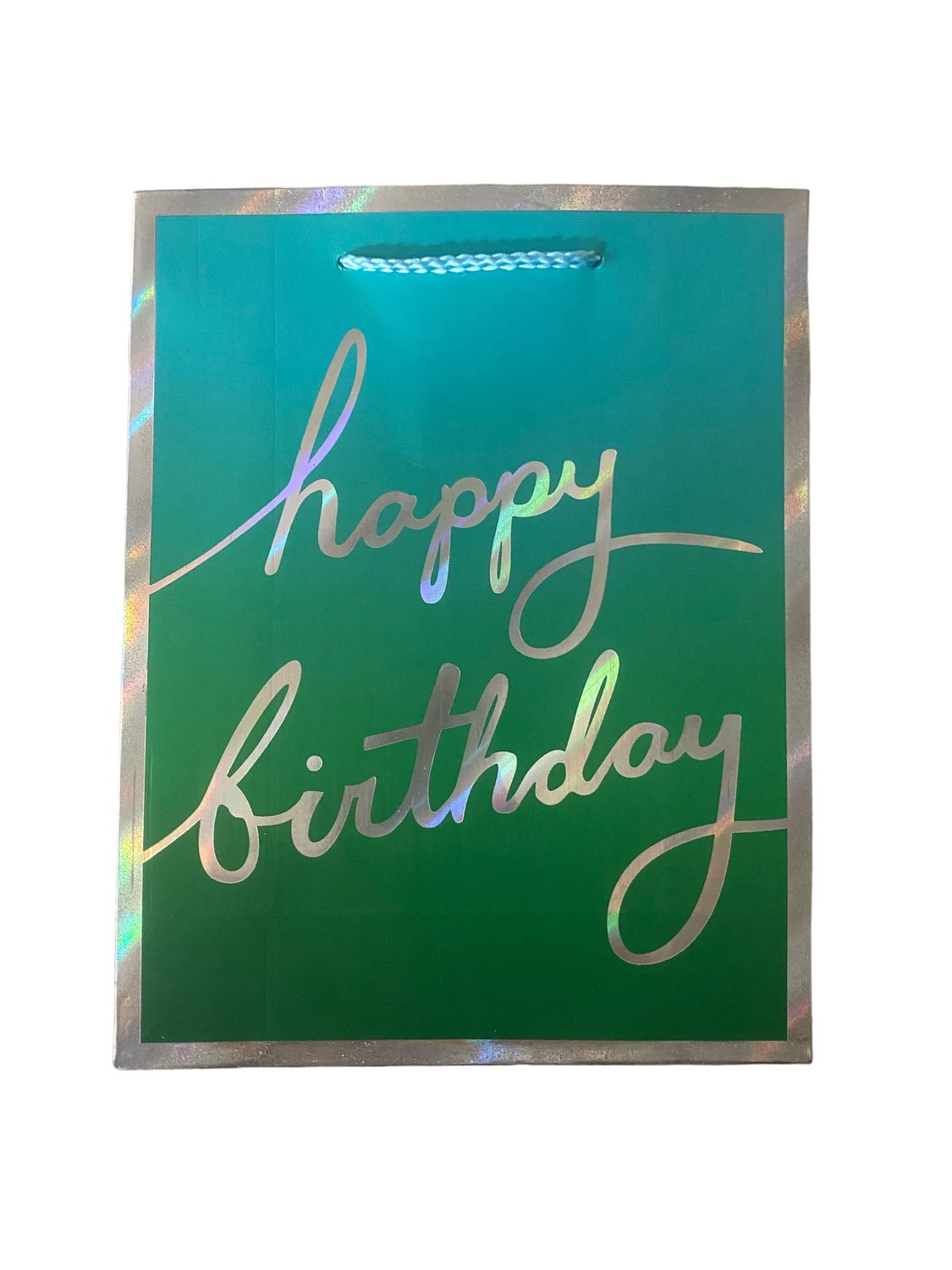 Happy Birthday Silver Boarders Green Large Gift Bag PK3 (R17.50 Each)