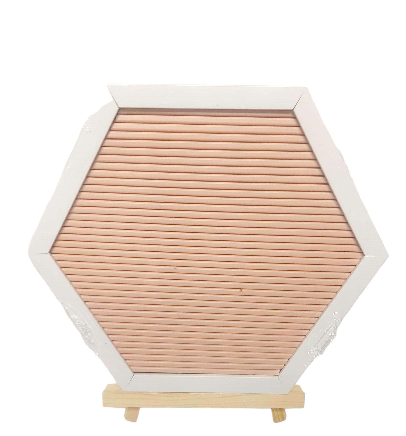 Letter Board Hexagon White With Easel Peach 25X28CM