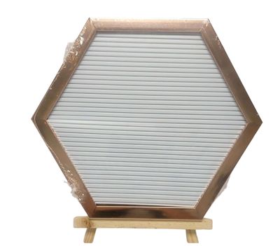 Letter Board Hexagon Wooden With Easel Bronze 25X28CM