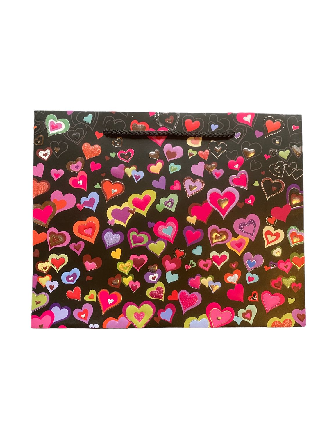 Hearts Black Medium Gift Bag PK3 (R15.50 Each)